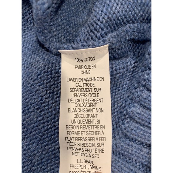 LL Bean Sweater Blue 1/4 Zip Mock Neck Cotton Pullover Men's Large L‎ - Picture 8 of 11